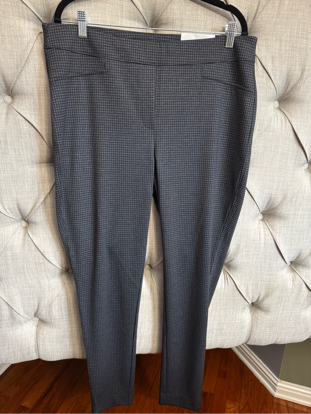 Chico's Gray Micro-Check Skinny Ponte Pants